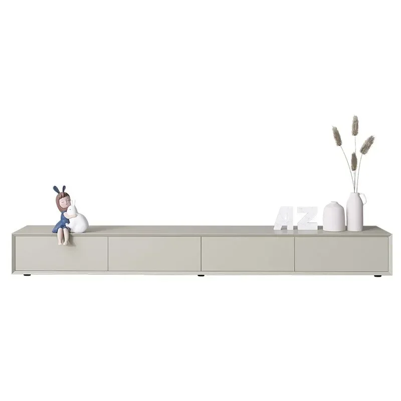 Italian Minimalist Solid Wood TV Cabinet Small Apartment Living Room Modern Nordic Style Wall Mounted Video Floor Console