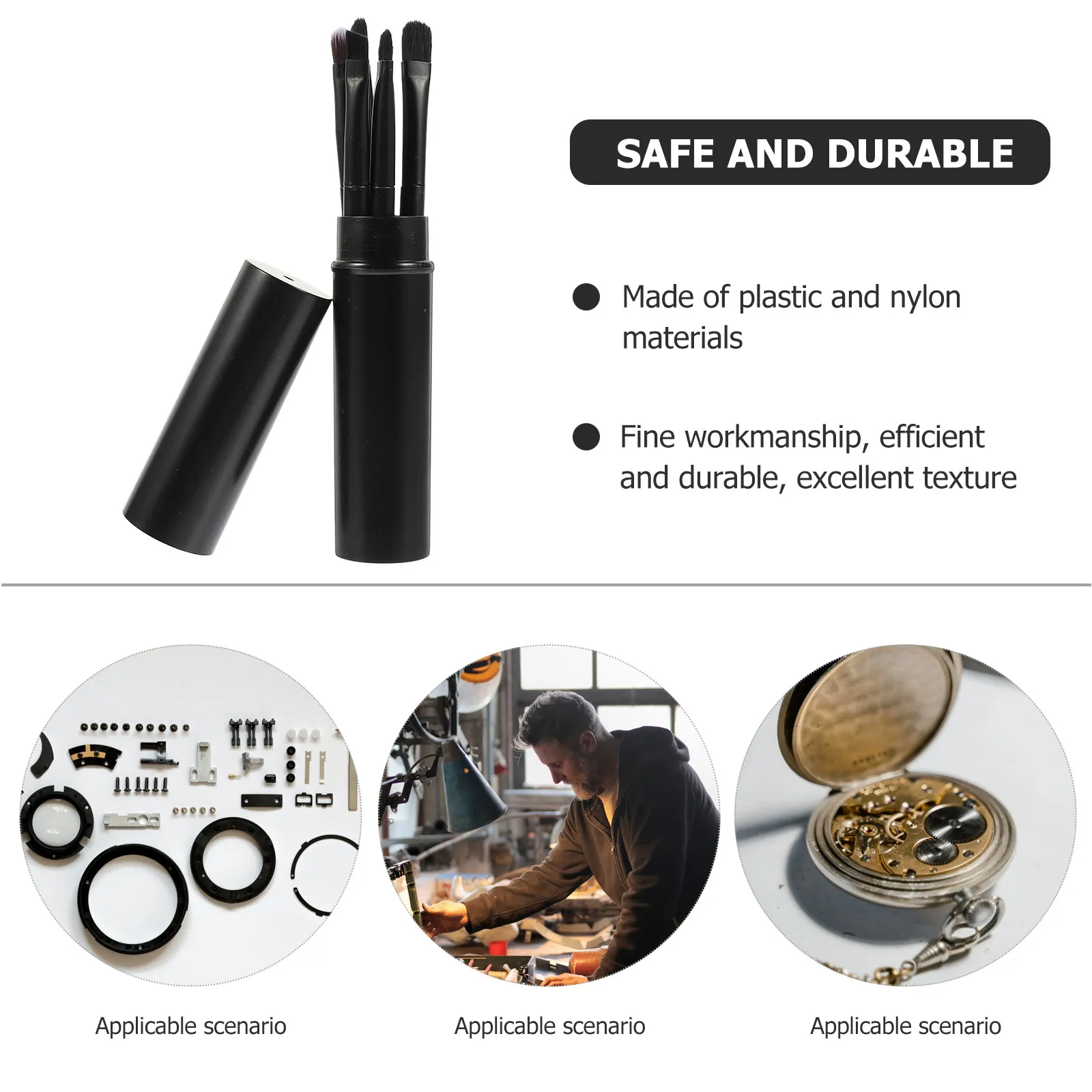 2Sets Watch Movement Cleaning Brush Kit Soft Nylon Bristles Safe for Delicate Watch Parts Efficient Dust Removal Repair Tool