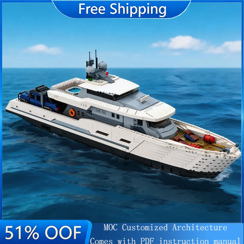 

4367 Parts MOC White uxury adventure yacht Custom Puzzle Model Technical Set DIY Assembly For Children Puzzle Toys Popular Gifts