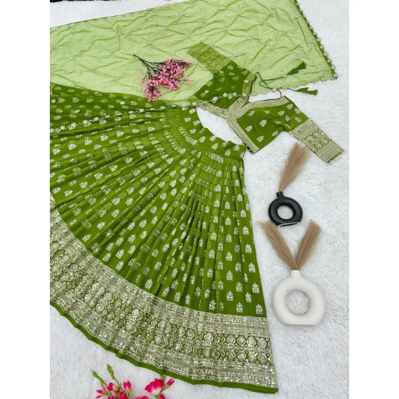 Green Lehenga CholI India Bollywood Wedding Party Pakiatan Wear Readymade