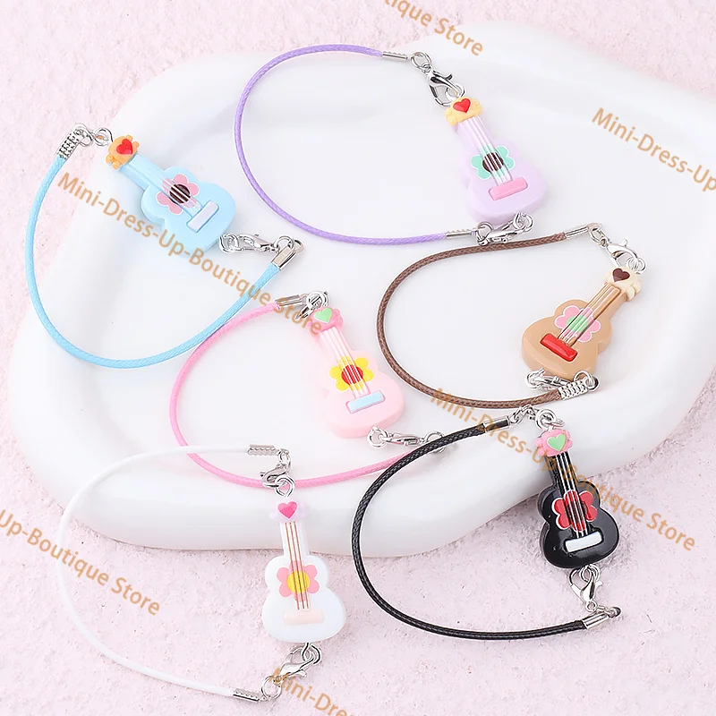 

15-17cm Labubu Mini Guitar Charm Adorable Plush Doll Pendant Cute Tiny Instrument Accessory Kawaii Music Gift for Doll Lovers