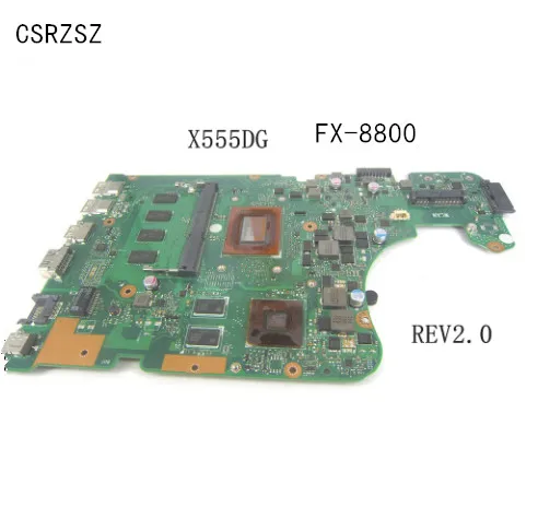 For ASUS X555DG Laptop motherboard   REV 2.0 FX-8800P cpu  X555DG Test work perfect