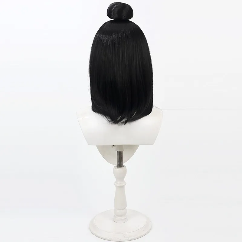 Black Myth: Wukong Little Fox cosplay wig black center part detachable buns Halloween gift