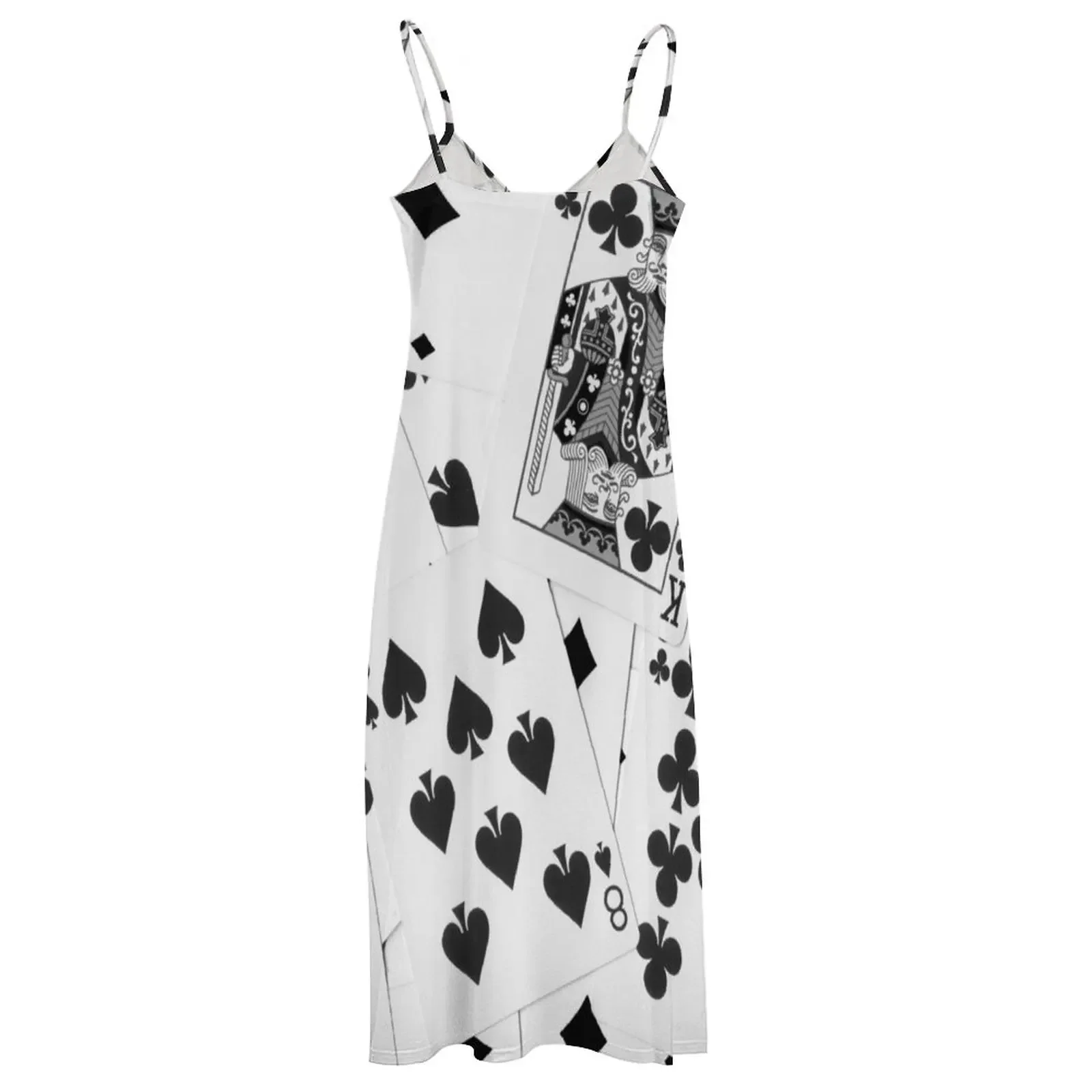 Playing Cards-vestido blanco y negro sin mangas para mujer, ropa de noche sexy, estética, verano, 2024