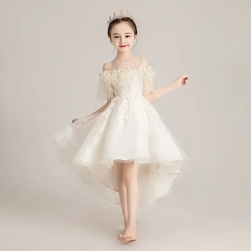 Flower Girl Princess Dress Fluffy garze Host per bambini Walk Show abito da sera bambina abito da sposa Flower Girl Performanc