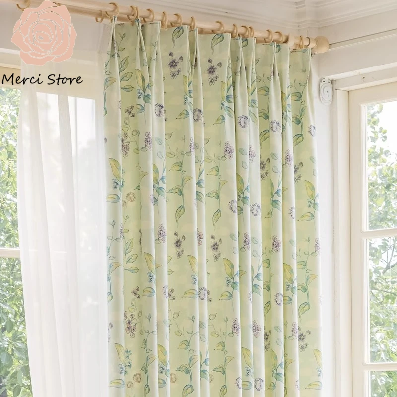 

Pastoral Flower Semi Blackout Pear Blossom Tulle Curtains for Living Room Bedroom Study Blackout Window Custom Made Drapes