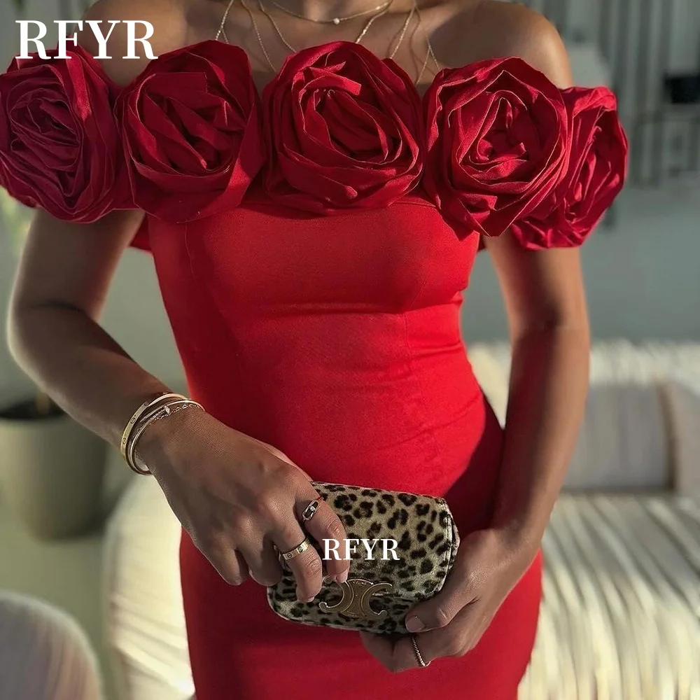 

Платье RFYR с открытыми плечами и 3D-цветами, вечернее платье-русалка, платье для торжественных мероприятий, платье принцессы, нарядное платье, на заказ