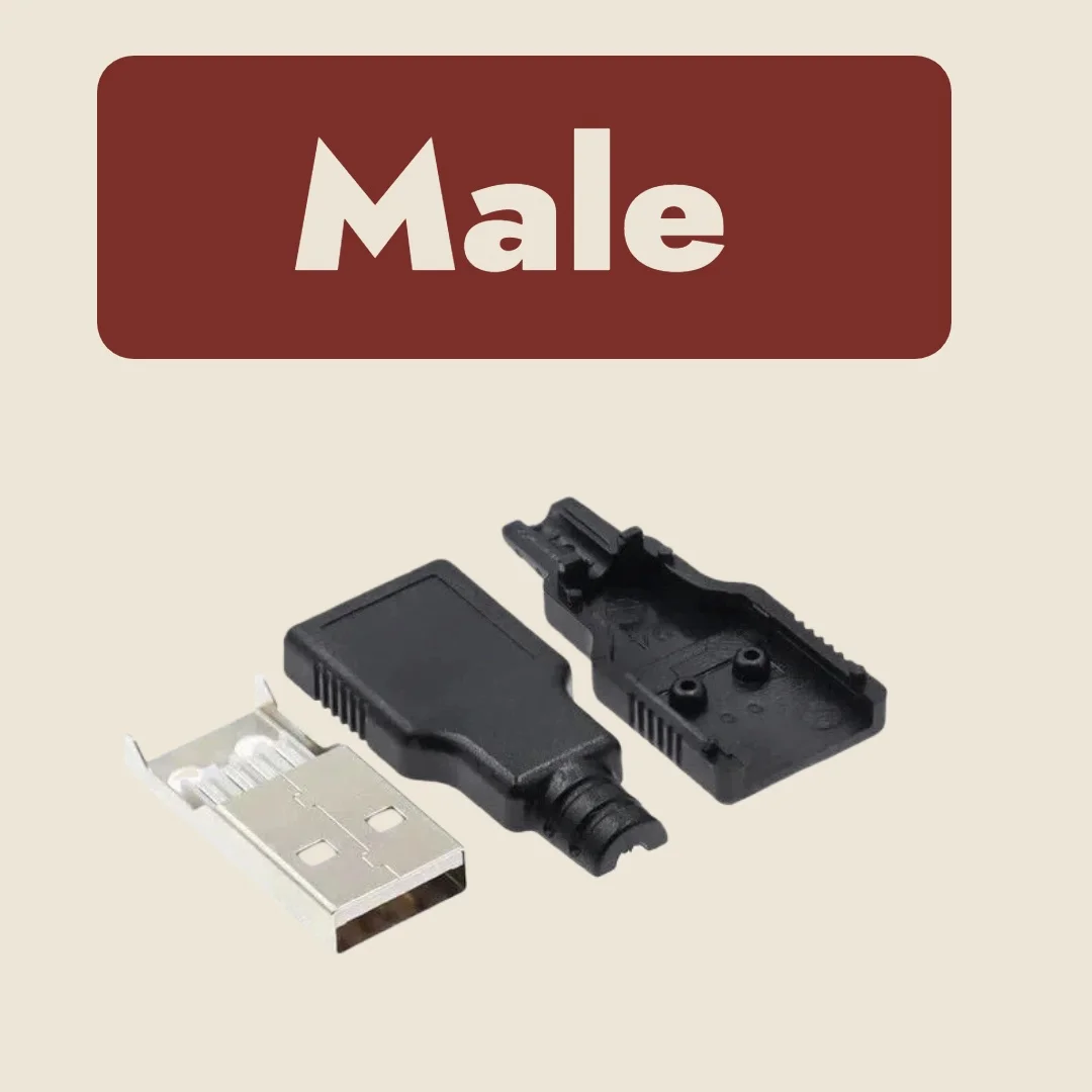 100set-10set Type A Male Female USB 4 Pin Plug Socket Connector With Black Plastic Cover Type-A DIY Kits