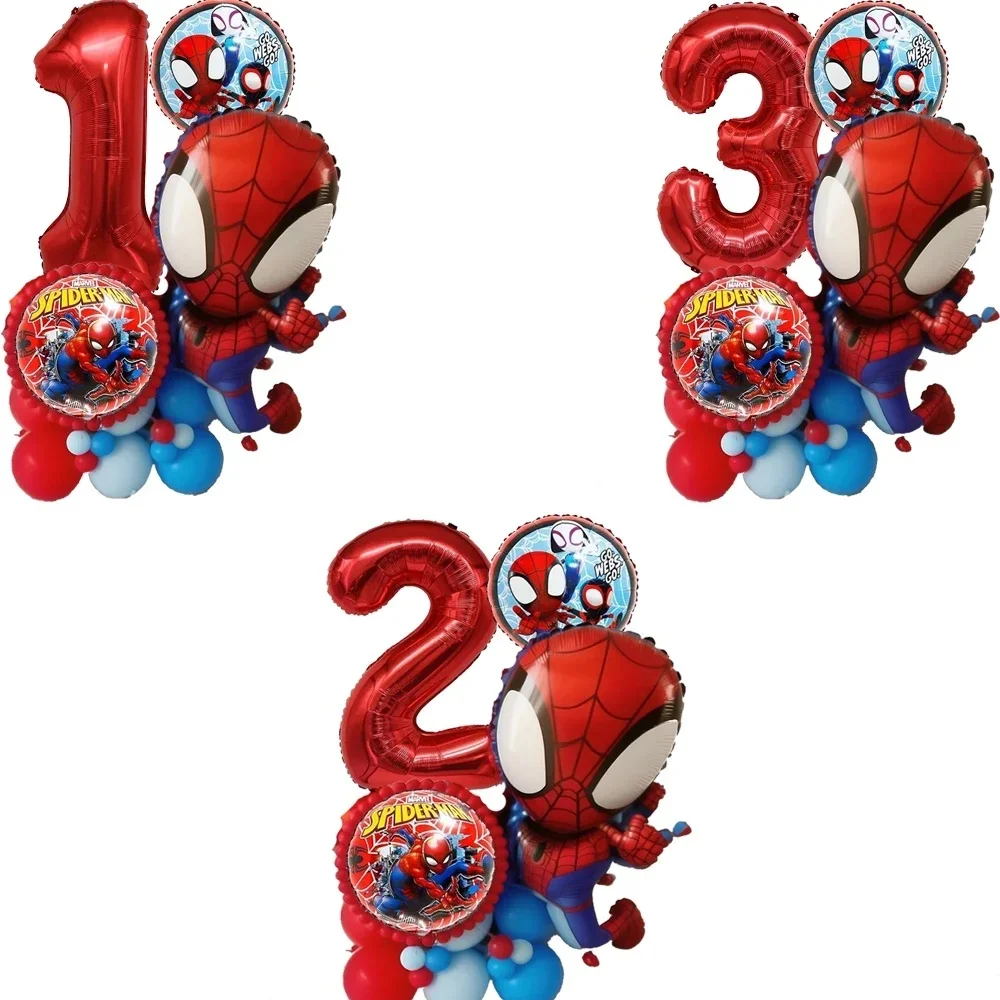 Spider and His Amazing Friends Spider Number Aluminum Balloons Birthday Party Decorations Balloon for Kids Baby Shower gifts view 3