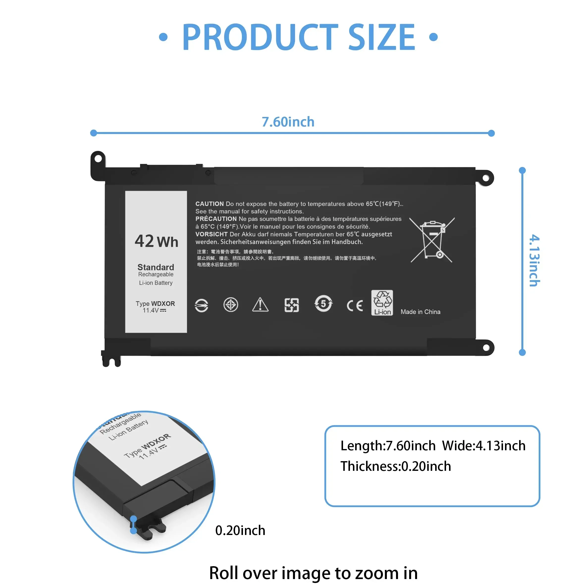 Imagem -03 - Wdxor-bateria do Portátil para Dell Vostro 5468 5471 5568 Inspiron 17 5770 5767 5765 15 5584 5567 7560 3583 5538 5567 5568