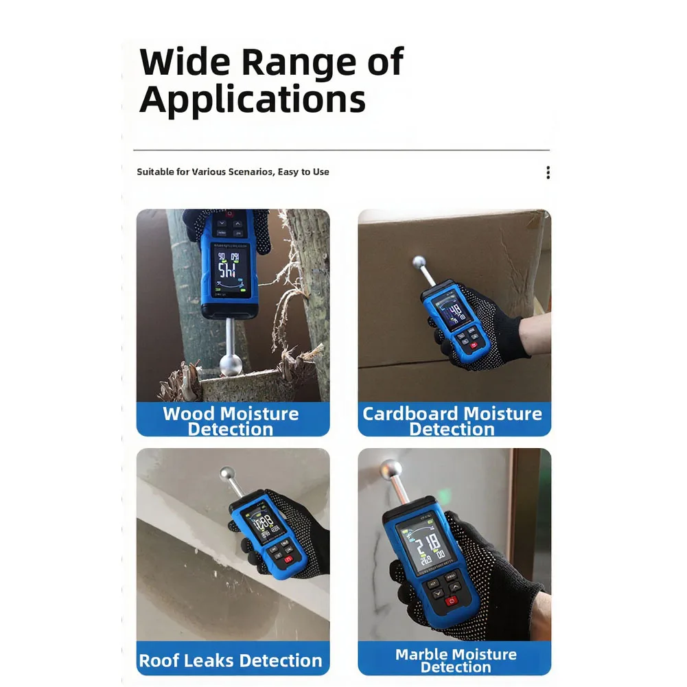Non-Invasive Moisture Analyzer for Wood Panels Drywall and Interior Wall Surfaces with Battery Powered Operation