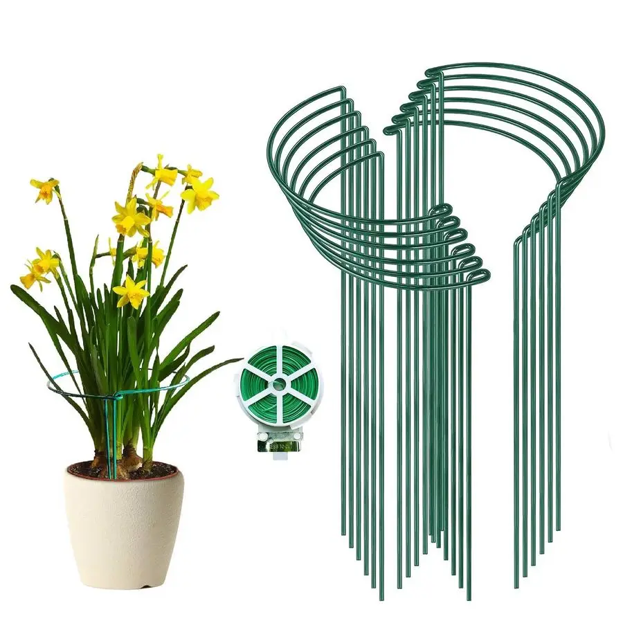 

Packs Plant Support Stake, 10 W x 24 H Thickened 5mm Half Round Metal Garden Plant Stake, Green Plant Support Ring, Border Suppo