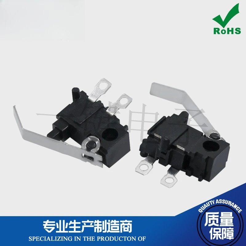50Pcs/Lot Detection Limit Switch with Handle, Miniature Reset Button 2 Pin Solder Wire Type
