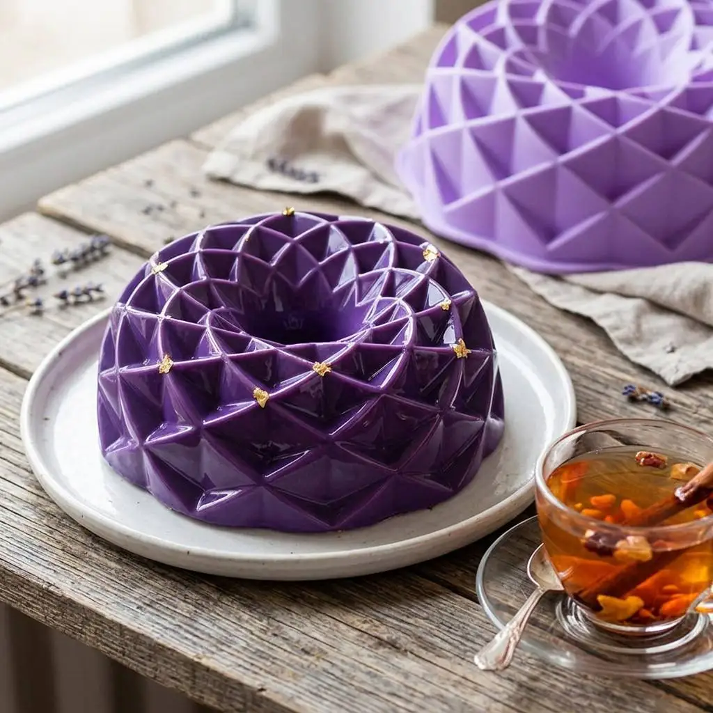 Large Faceted Silicone Cake Mold for Baking French Mousse Dessert DIY Geometric Lotus Pan Cake Decorating Tools