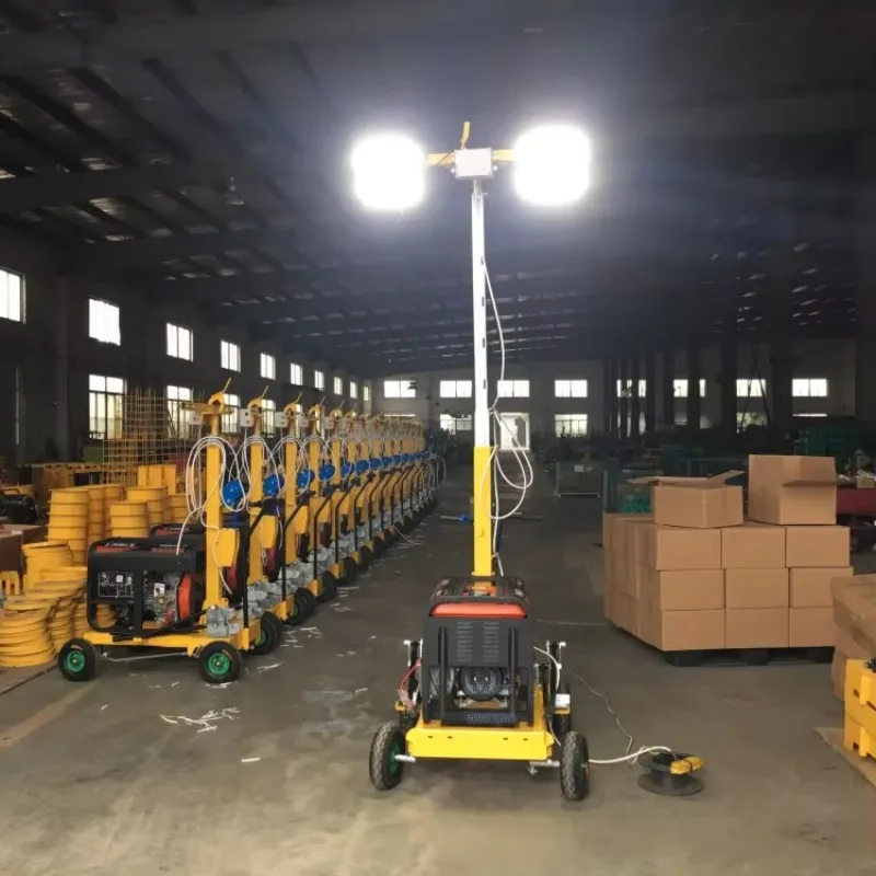 Heavy Duty Generator Powered Light Tower Trailer Mounted for Construction Site Road Work and Emergency Jobs Use