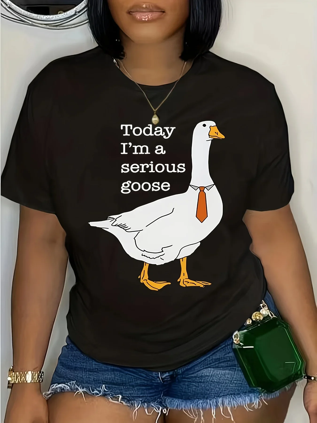 

Plus Size Letter Print T-Shirt, Casual Crew Neck Short Sleeve T-Shirt, Women's Plus Size Clothing