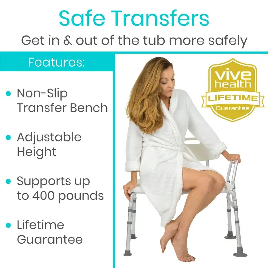 Bariatric Shower Chair Tub Transfer Bench with Height Adjustable Legs 400 Pound Capacity Reversible amp Sliding Bath Seat with B