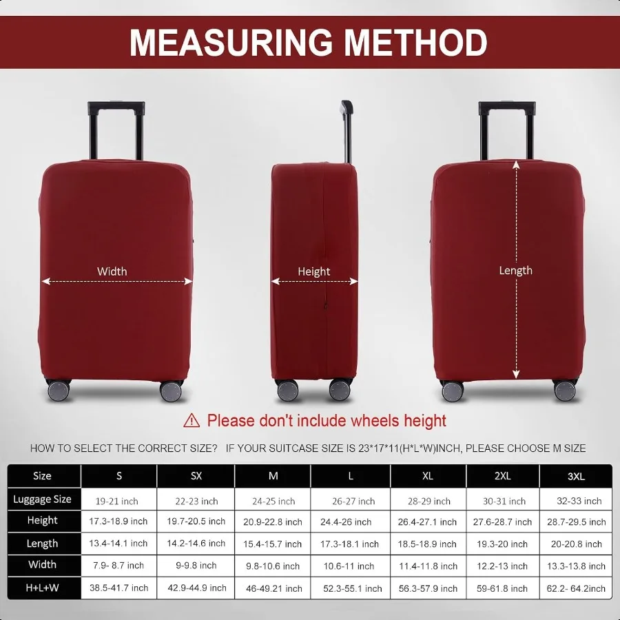 Travel Lage Cover Suitcase Protector ScratchResistant Fit 1931 Inch Suitcase Not Included Suitcase Claret S(1921 inch )