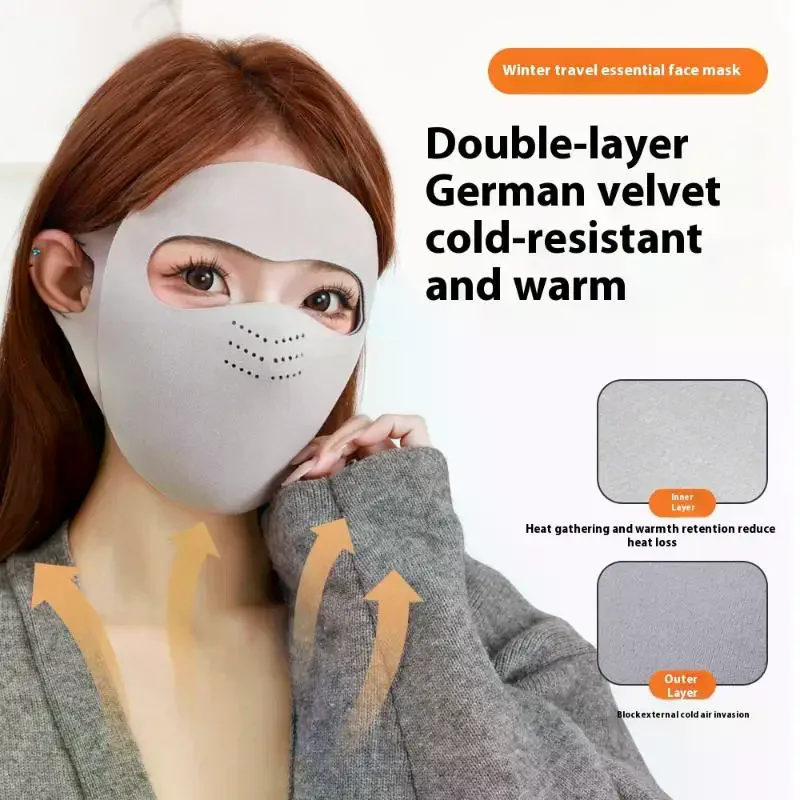 قناع تدفئة كامل الوجه للشتاء، قناع قابل للغسل، قناع مقاوم للغبار قابل للتنفس، قناع ركوب سميك، ركوب الخيل في الهواء الطلق والتزلج