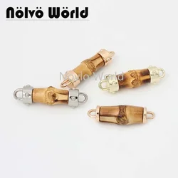 5-20-100 pieces 2 styles Real bamboo in metal decorative pendant charm for quilting bag purse bamboo chain connector parts