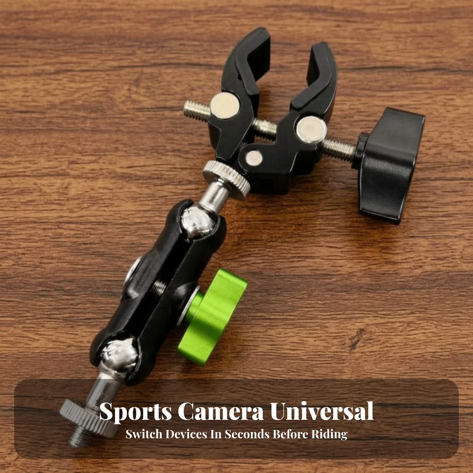 Handlebar Camera Mount with 1/4 Screw Clamp Secure Handlebar Camera Mount with Action Camera Base Sturdy Compact for Cyclists