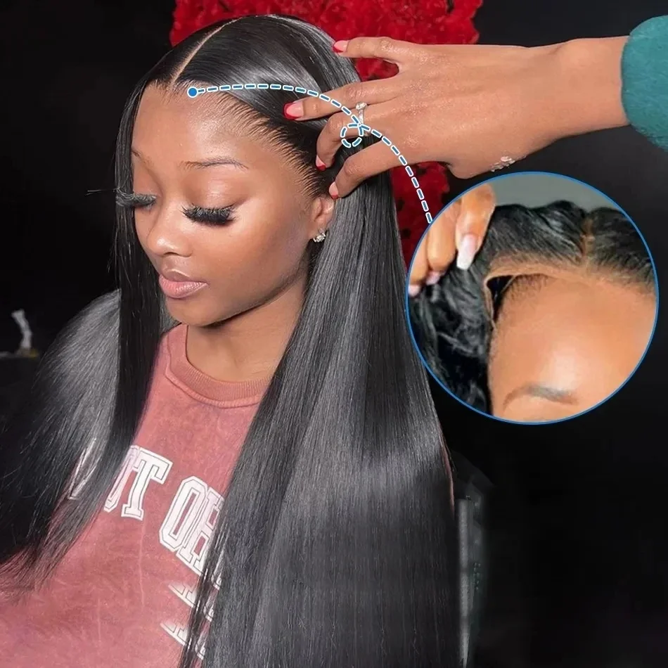 Wig Rambut Asli Bling Hair Bone Straight 6x4 Lace Closure dan 5x5 Lace Closure untuk Wanita Kulit Hitam, Wig Rambut Asli dengan Kepadatan 180%