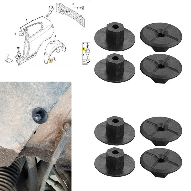 5/10Pcs 4mm Fender Mud Flap Splash Guard Wheel Arch Bumper Clip Rivet Nut For BMW E36 E46 E90 E34 E32 E65 E66 E67 X3 E83 X1 E84