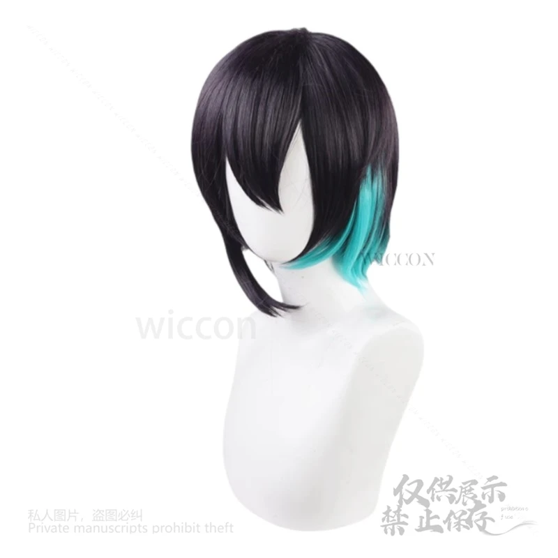 أزياء Mayuzumi Kai Cos Anime Virtual Idol Vtuber، شعر صناعي مقاوم للحرارة، شعر مستعار متدرج باللون الأسود والأخضر، أزياء الهالوين