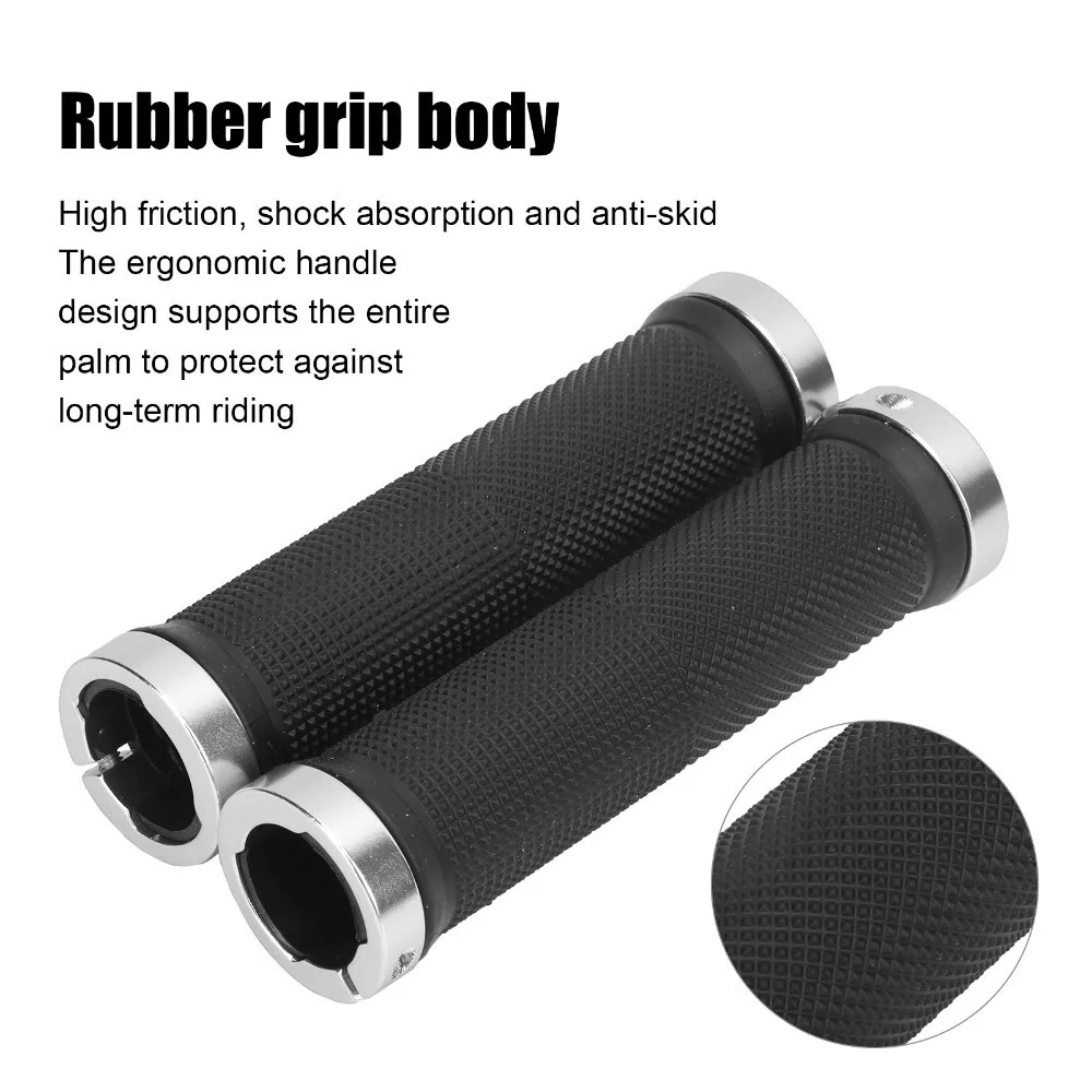 

1 Pair Rubber+Aluminum Alloy Handlebar Sleeve with Plugs Light Weight Bike Handlebar Grips Sleeves Easy Installation Non Slip