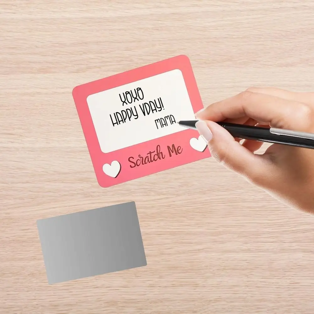 10pcs DIY Valentine's Day Scratch-off Card Heart Pattern Rectangular Anniversary Game Tickets Red Paper Love Coupon view 3