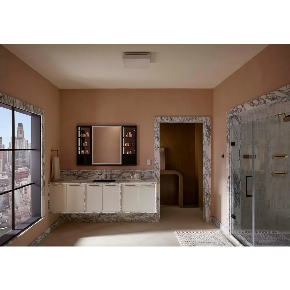 Sistem Ventilasi Kipas Angin Plafon Kamar Mandi, Persegi 13,875 Inci, Hemat Energi, Operasi Senyap, Ideal untuk Mengeluarkan Kelembapan