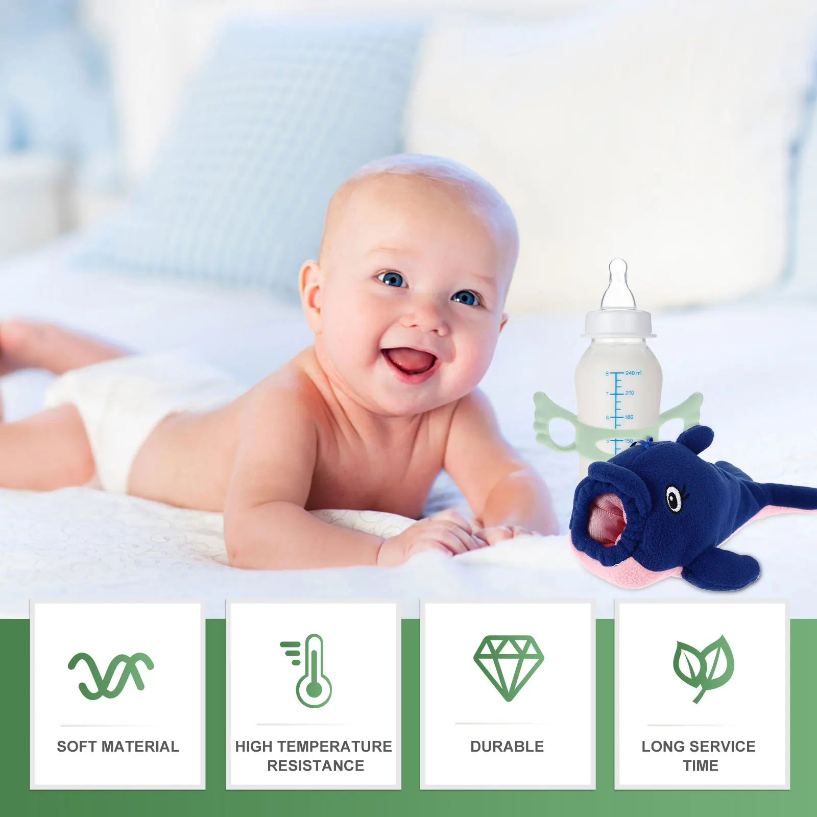 

Baby Bottle Cover Thermal Bag for Newborn Cartoon Feeding Milk Sleeve Soft Durable Practical Adorable Detail Prevent Drop