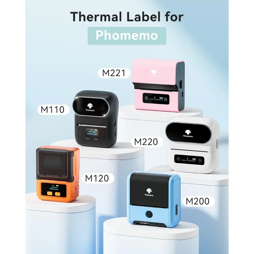 Phomemo Reflective Colour Thermal Label Sticker 40x30mm 230Pcs Each Roll Use For M108/M110/M120/M200/M220/M221/241BT/D520