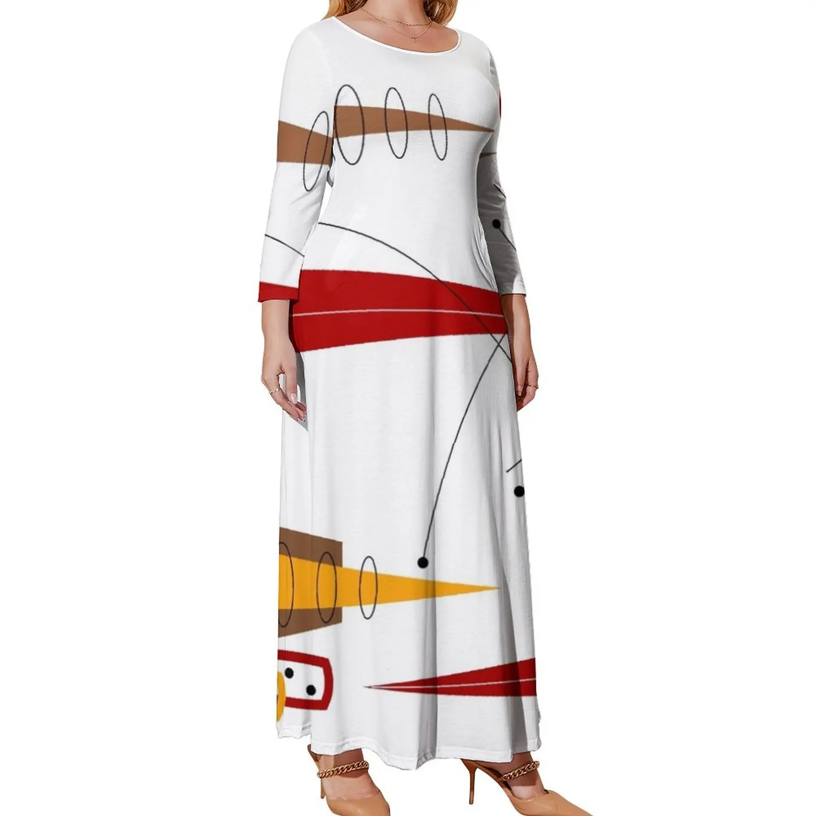 

Современное платье с абстрактным изображением среднего века с длинным рукавом, женские элегантные вечерние платья для женщин 2024