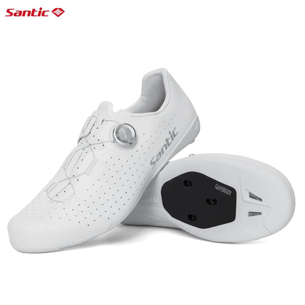 Santic Men Cycling Shoes Carbon Fiber Outsole Road Bike Shoes Women Breathable ATOP Reel Knob Lacing System WZS24043