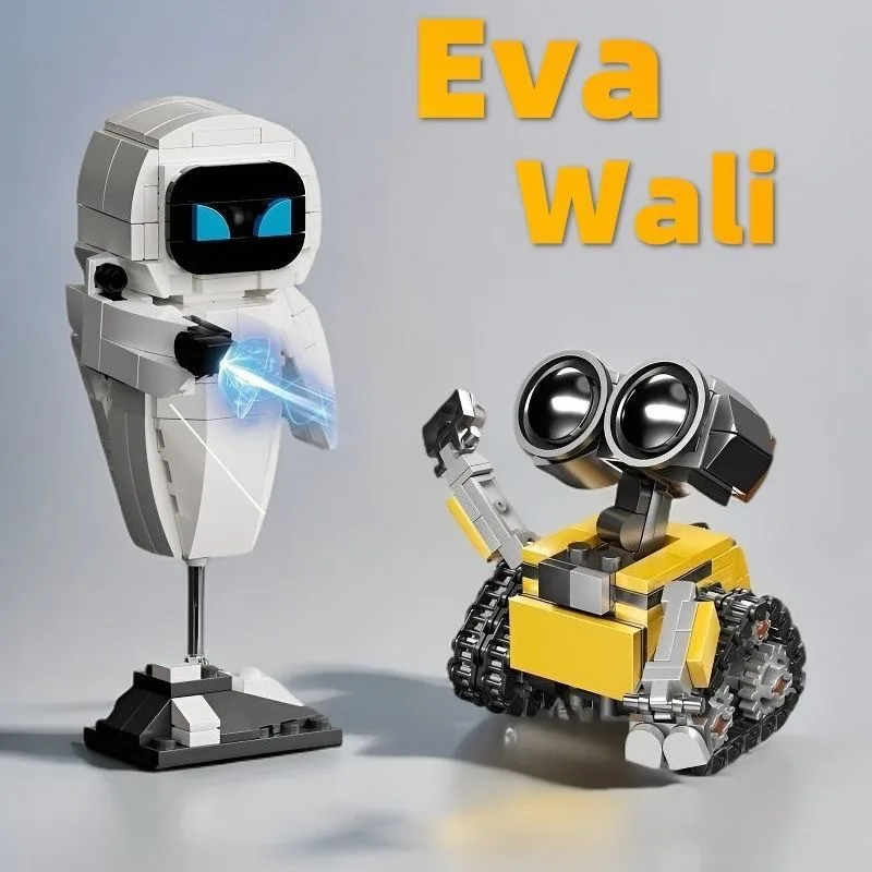 Cute Wall-E and Eav Robot Building Block Toys with Rotatable and Adjustable Bodies, Suitable as Children's New Year/Christmas Gifts