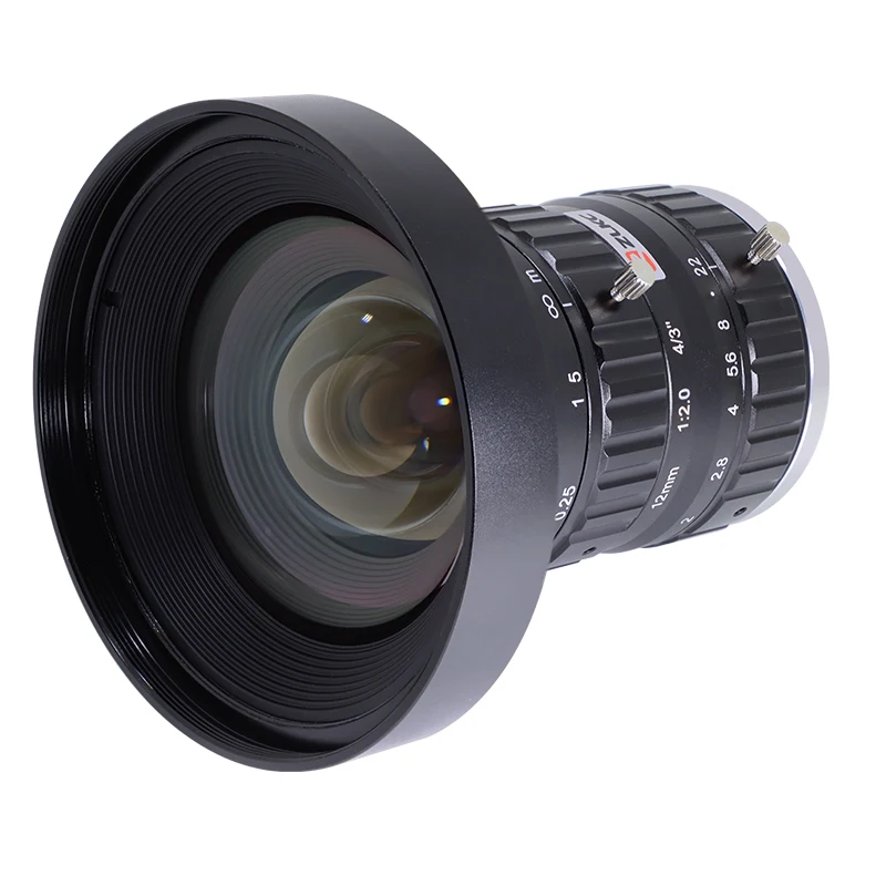 Объектив камеры ZLKC 4/3 дюйма, оптический объектив 12 мм, большой размер датчика, C-крепление, 12 МП, высокое разрешение, F2.0, ручная диафрагма для промышленных камер