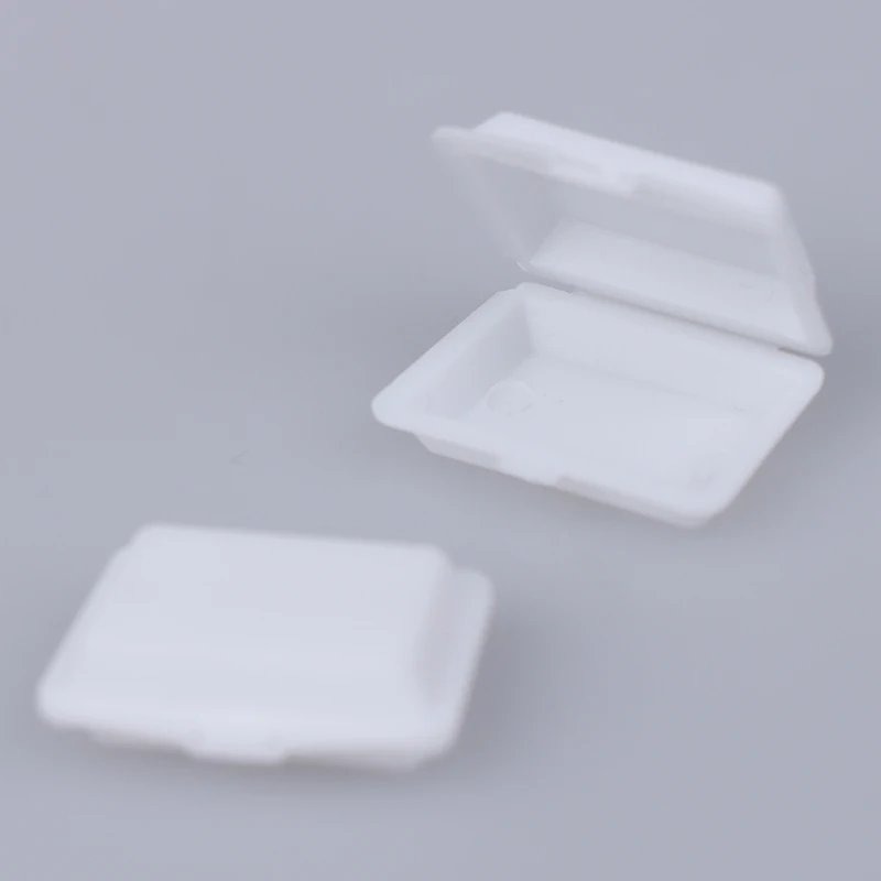 High Quality 2pcs 1:12 Dollhouse Miniature Fast Food Disposable Cutlery Lunch Box Toys