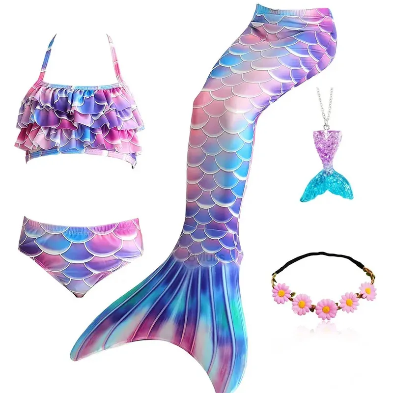 Disfraz de cola de sirena para niñas, disfraz de Anime, cola de sirena para nadar y aleta Monofin, disfraz de sirena para niños, Cosp 72th