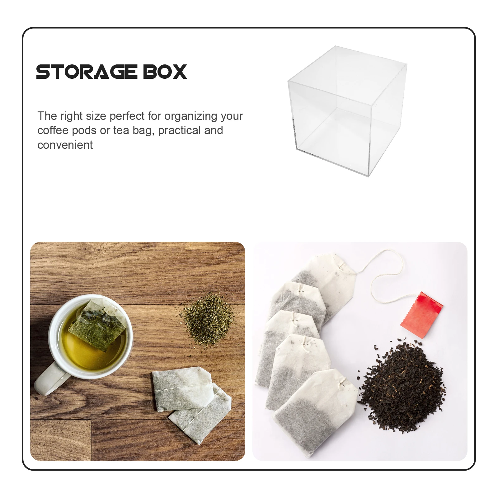 

Acrylic Coffee Box Scratch Resistant Storage Organizer for Coffee Tea Bags Cotton Swabs Acrylic Cube Box