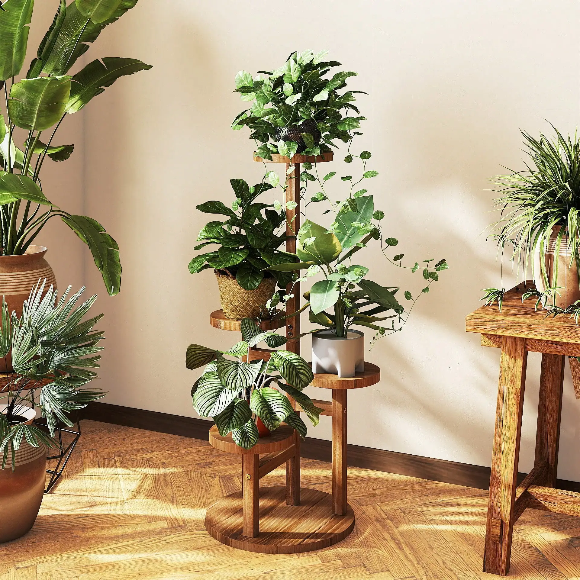 4 Tier Wooden Plant Stand Mode - огляд і ціна Home Bar Shelf