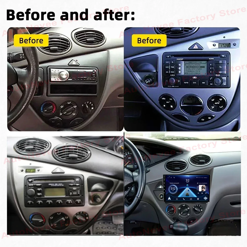 Carplay Android Car Radio For FORD FIESTA 1995-2001 PER FOCUS MK1 1998-2004 Multimedia Video Player 9 Inch 5G Wifi Touch Display