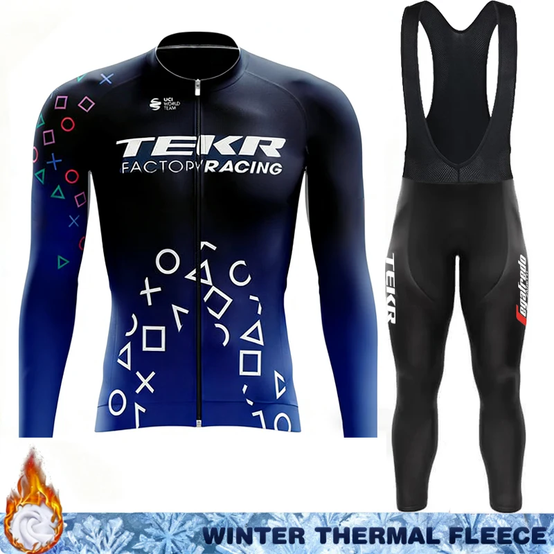 

Winter Thermal Fleece Cycling Jersey TEKR Mens Bicycles Clothing Man Retro Men's Outfit Termal Suit Jumper Shirt Uniform Bicycle