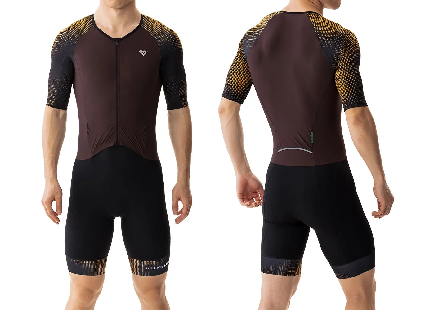 Triathlon-Anzüge für Herren Schnelltrocknend Leichtgewichtig Kurzärmelig Schwarz-Lila Einteilig für Radfahren Laufen Schwimmen TriSuit MY KILOMETRE – Detail 15