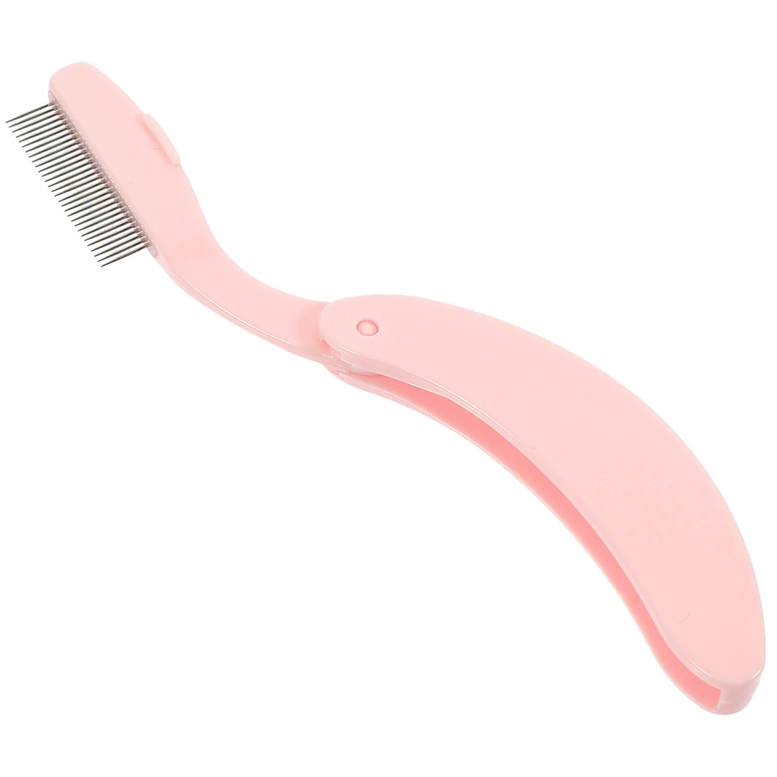 1 stücke Edelstahl Zahn Wimpern Kamm Faltbare Metall Zähne Kunststoff Griff Gebogene Separator Reise Schönheit Werkzeug