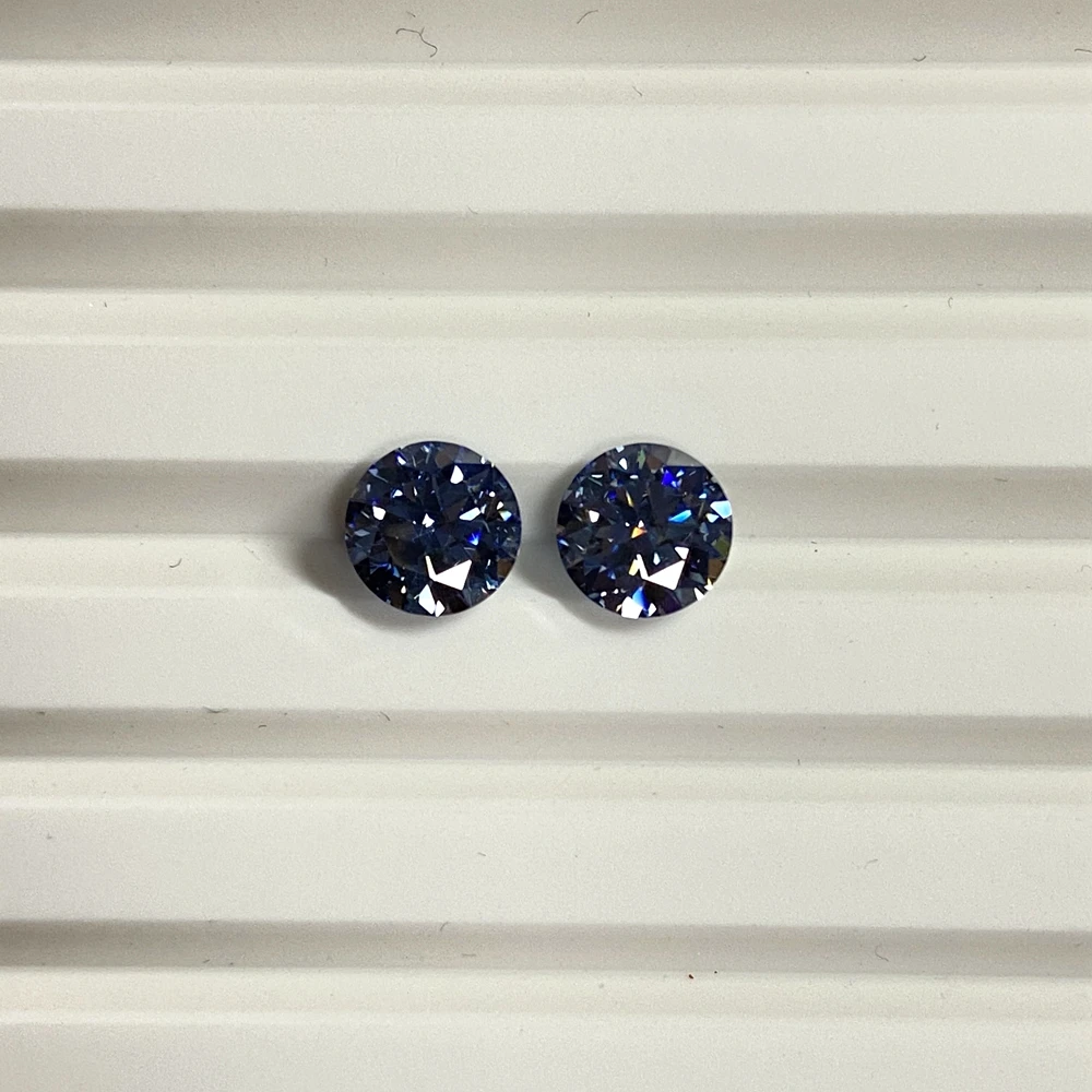 Round Dark Blue 1~10ct Gemstones With GRA Certificate Pass Lab Grown Moissanite Diamonds Tester for Jewelry making