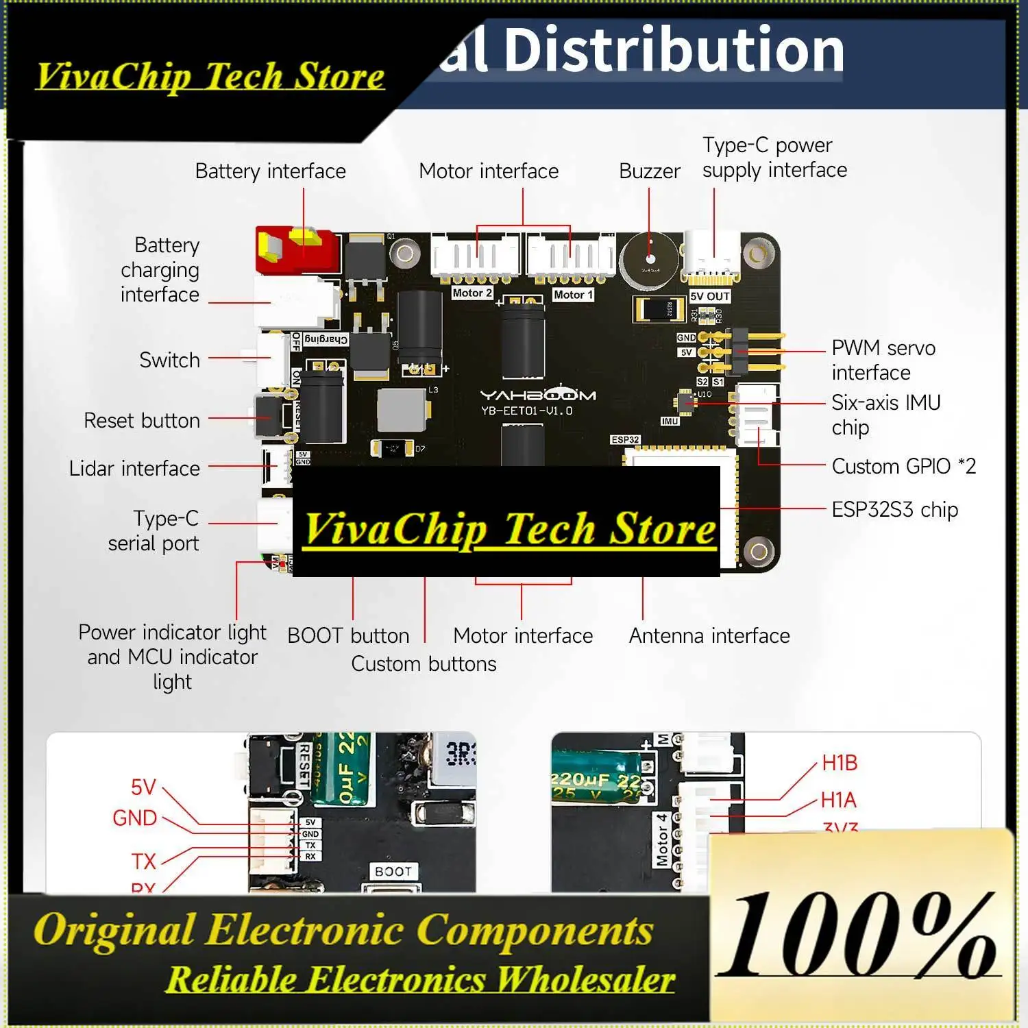 VoFSYahboom Micro Ros Robot Expansion Board Control Ros2 With Esp32 6 Axis Imu Sensor Servo Motor Drive For Raspberry Pi 5