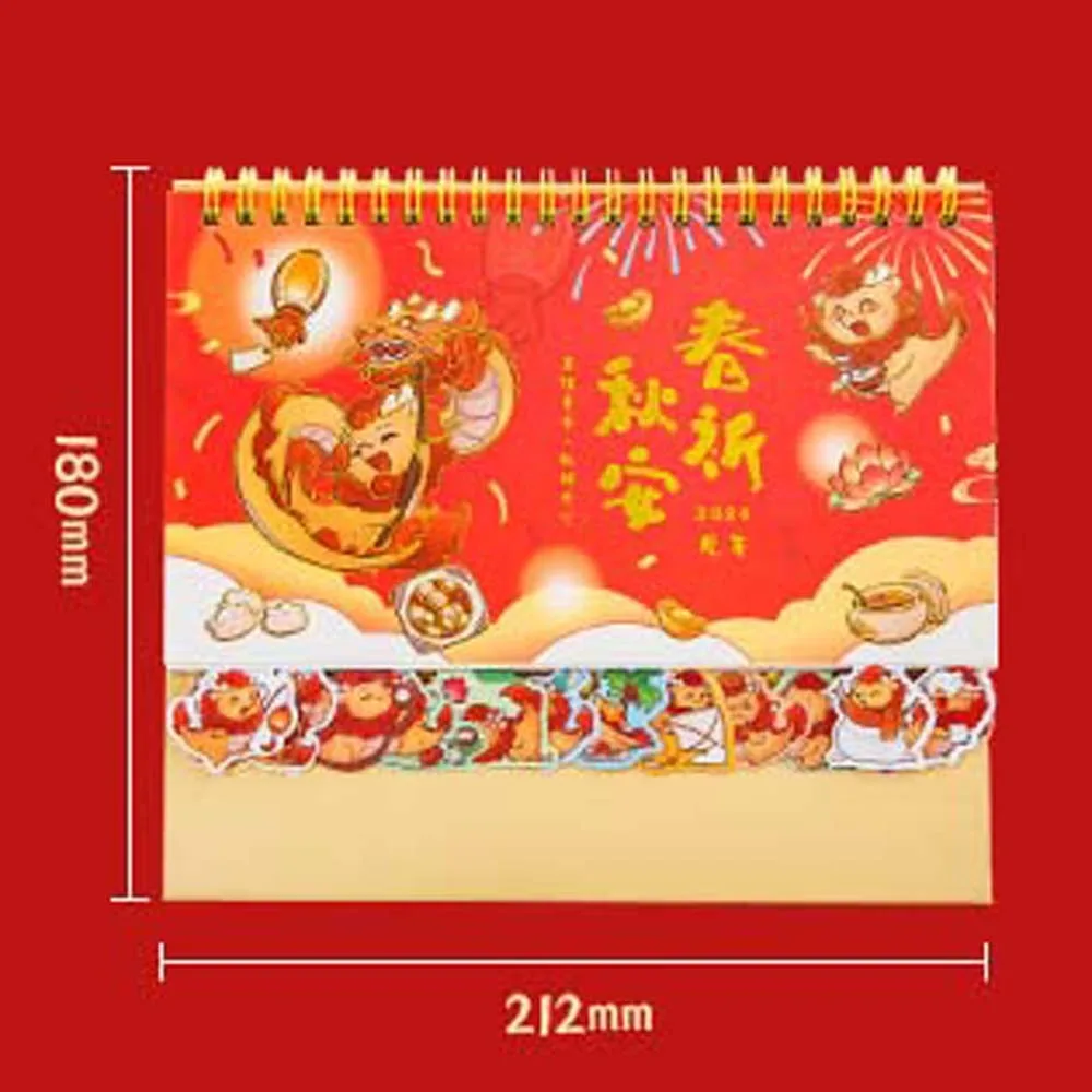 Chinese Stijl 2024 Kalender Chinese Draak Nieuwjaar Desktop Kalenderschema Planner Jaarlijkse Agenda Staande Flip Kalender