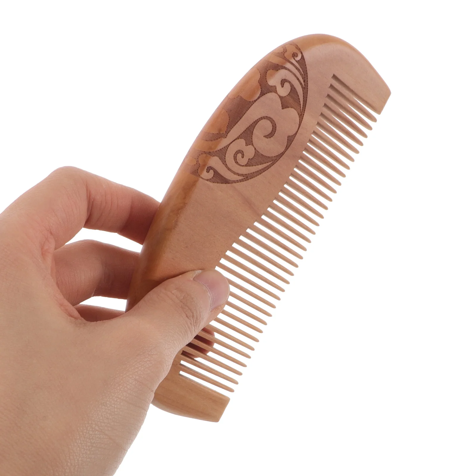 

6 шт., расческа из персикового дерева, ручная работа, натуральное дерево, широкий зуб, распутыватель, дорожный массажер для кожи головы для вьющихся волнистых волос, мужчин и женщин