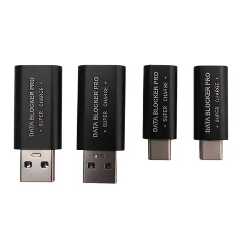 ABT-4Pcs USB Data Blocker And USB-C Data Blocker Protect Against Juice Jacking Support Safe Quick Charge Stop Data Theft